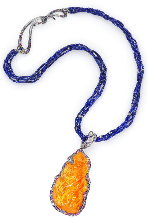 Fire Opal Pendant Necklace