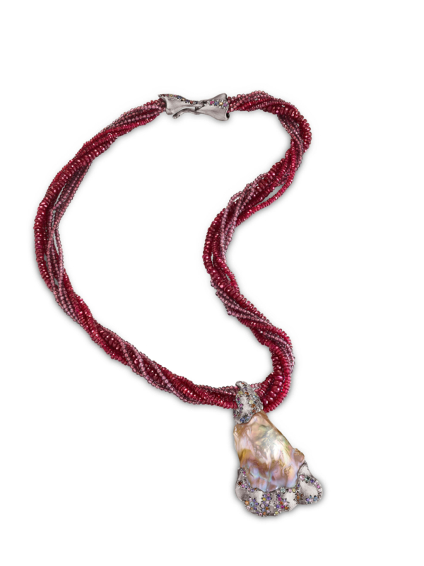 The Contessa Ruby and Pearl Full necklace