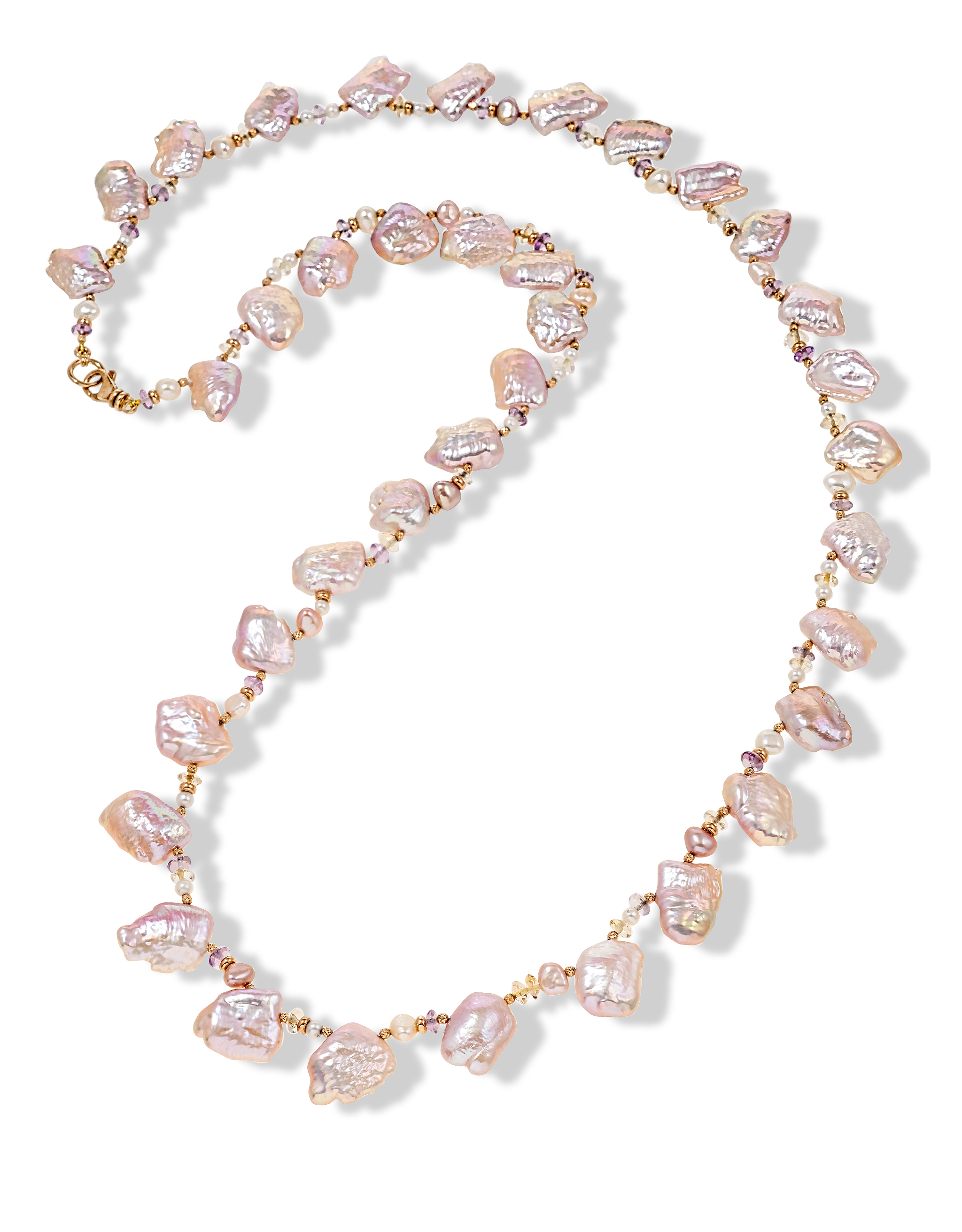Pink Peony Pearl Necklace