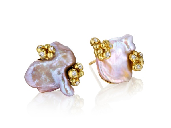 Pastel Pearl Bubble Earrings- Diamonds-18k Gold-Naomi Sarna