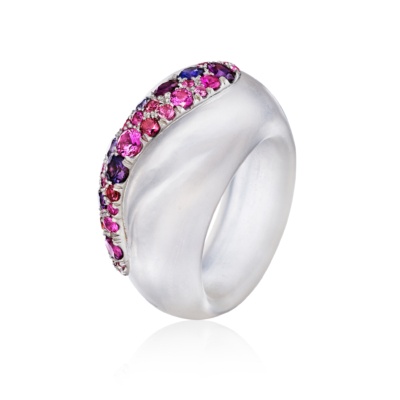 Berries on Ice Ring - Naomi Sarna - Rock Crystal Sapphires Platinum