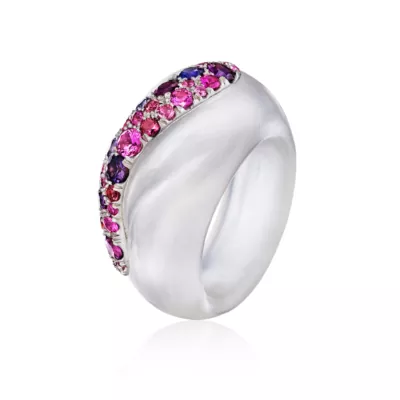 Berries on Ice Ring - Naomi Sarna - Rock Crystal Sapphires Platinum